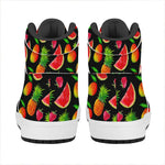 Mix Fruit Pineapple Pattern Print High Top Leather Sneakers