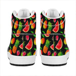 Mix Fruit Pineapple Pattern Print High Top Leather Sneakers