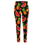 Mix Fruit Pineapple Pattern Print High-Waisted Pocket Leggings