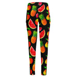 Mix Fruit Pineapple Pattern Print High-Waisted Pocket Leggings