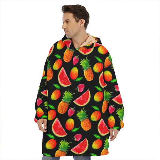 Mix Fruit Pineapple Pattern Print Hoodie Blanket