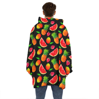 Mix Fruit Pineapple Pattern Print Hoodie Blanket
