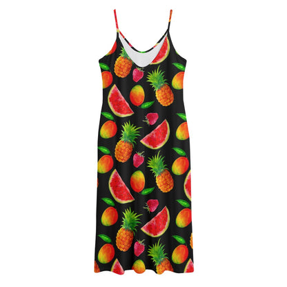 Mix Fruit Pineapple Pattern Print Jersey Midi Cami Dress