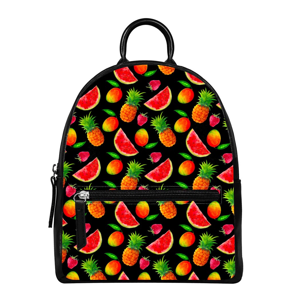 Mix Fruit Pineapple Pattern Print Leather Backpack