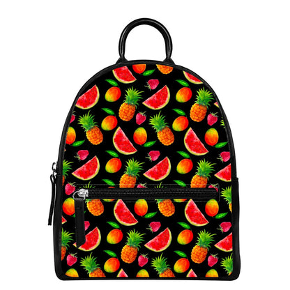 Mix Fruit Pineapple Pattern Print Leather Backpack