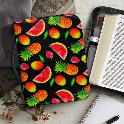 Mix Fruit Pineapple Pattern Print Leather Bible Cover