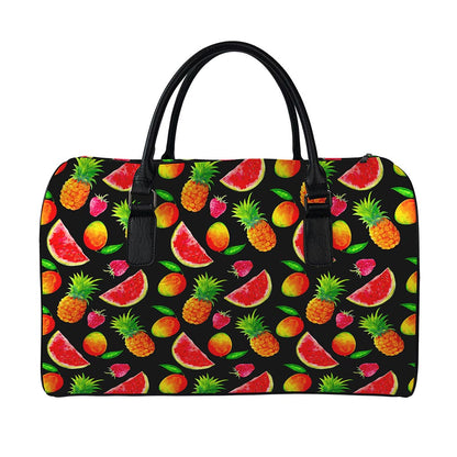 Mix Fruit Pineapple Pattern Print Leather Duffle Bag