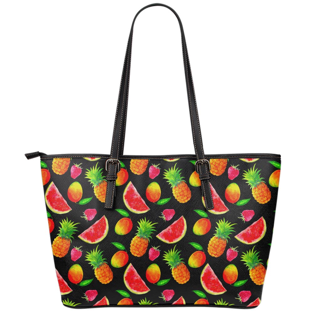 Mix Fruit Pineapple Pattern Print Leather Tote Bag
