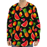 Mix Fruit Pineapple Pattern Print Long Sleeve Baseball Jersey