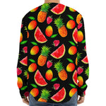 Mix Fruit Pineapple Pattern Print Long Sleeve Baseball Jersey