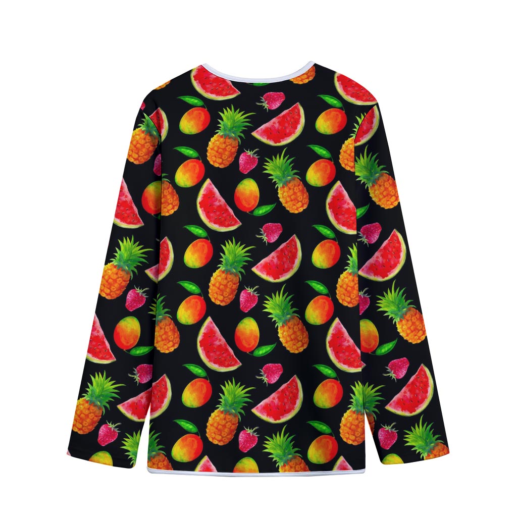 Mix Fruit Pineapple Pattern Print Long Sleeve Short Coat