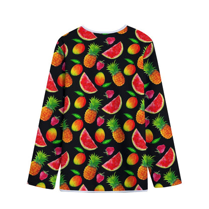 Mix Fruit Pineapple Pattern Print Long Sleeve Short Coat
