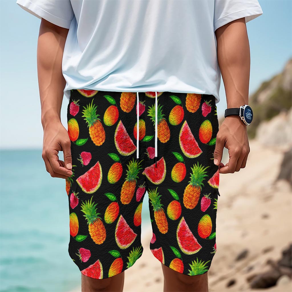Mix Fruit Pineapple Pattern Print Men's Cargo Shorts