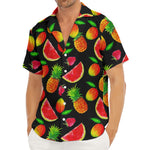 Mix Fruit Pineapple Pattern Print Men's Deep V-Neck Shirt