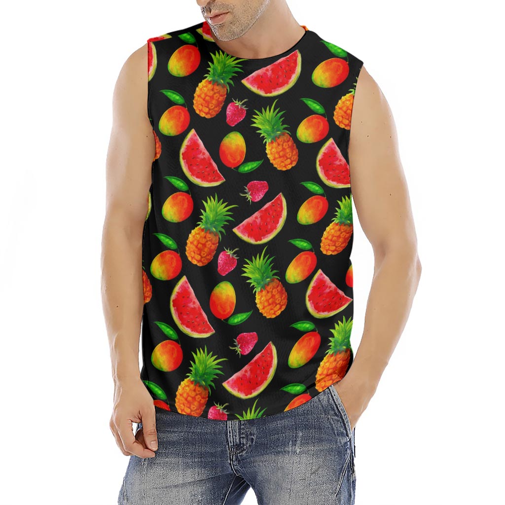 Mix Fruit Pineapple Pattern Print Men's Fitness Tank Top