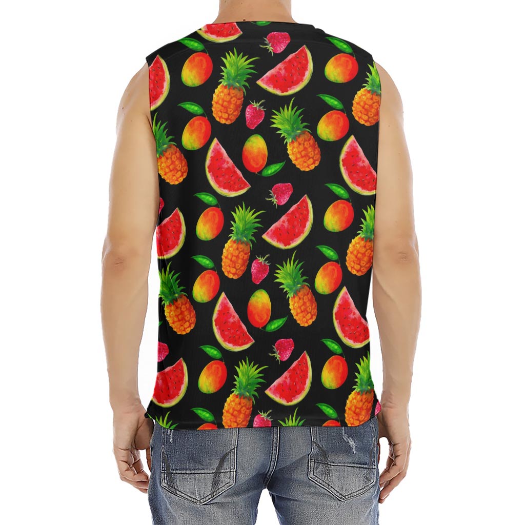 Mix Fruit Pineapple Pattern Print Men's Fitness Tank Top