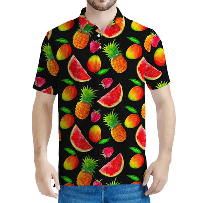Mix Fruit Pineapple Pattern Print Men's Polo Shirt