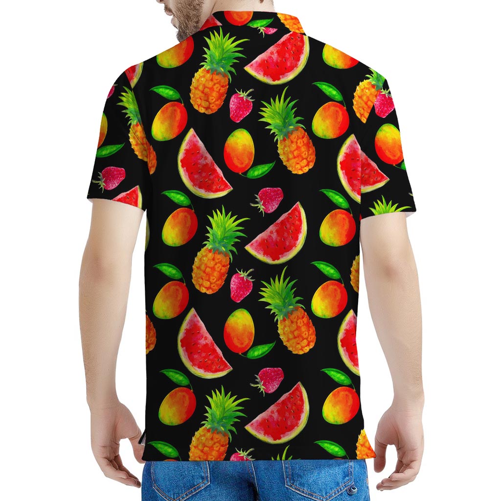 Mix Fruit Pineapple Pattern Print Men's Polo Shirt