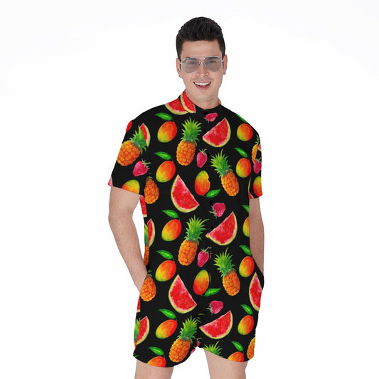 Mix Fruit Pineapple Pattern Print Men's Rompers