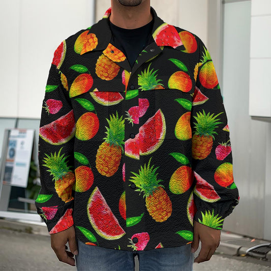 Mix Fruit Pineapple Pattern Print Men's Shirt Jacket