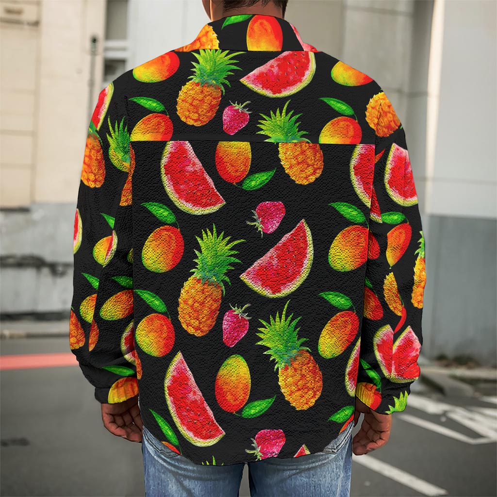Mix Fruit Pineapple Pattern Print Men's Shirt Jacket