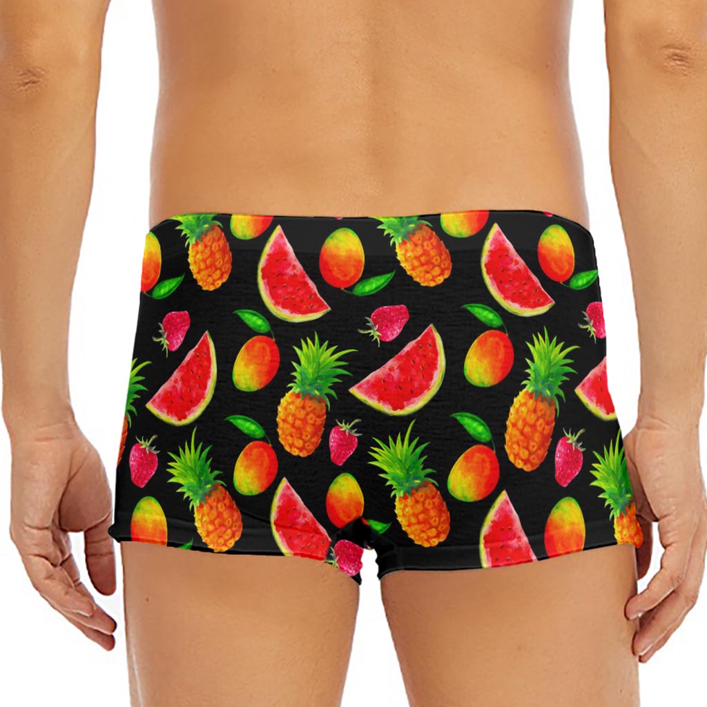 Mix Fruit Pineapple Pattern Print Men's Short Boxer Briefs