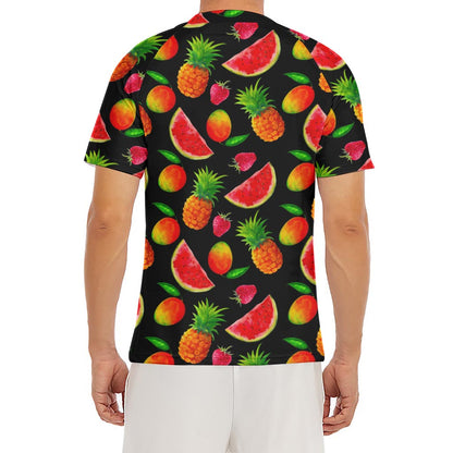 Mix Fruit Pineapple Pattern Print Men's Short Sleeve Rash Guard