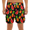 Mix Fruit Pineapple Pattern Print Men's Split Running Shorts