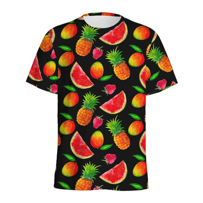Mix Fruit Pineapple Pattern Print Men's Sports T-Shirt