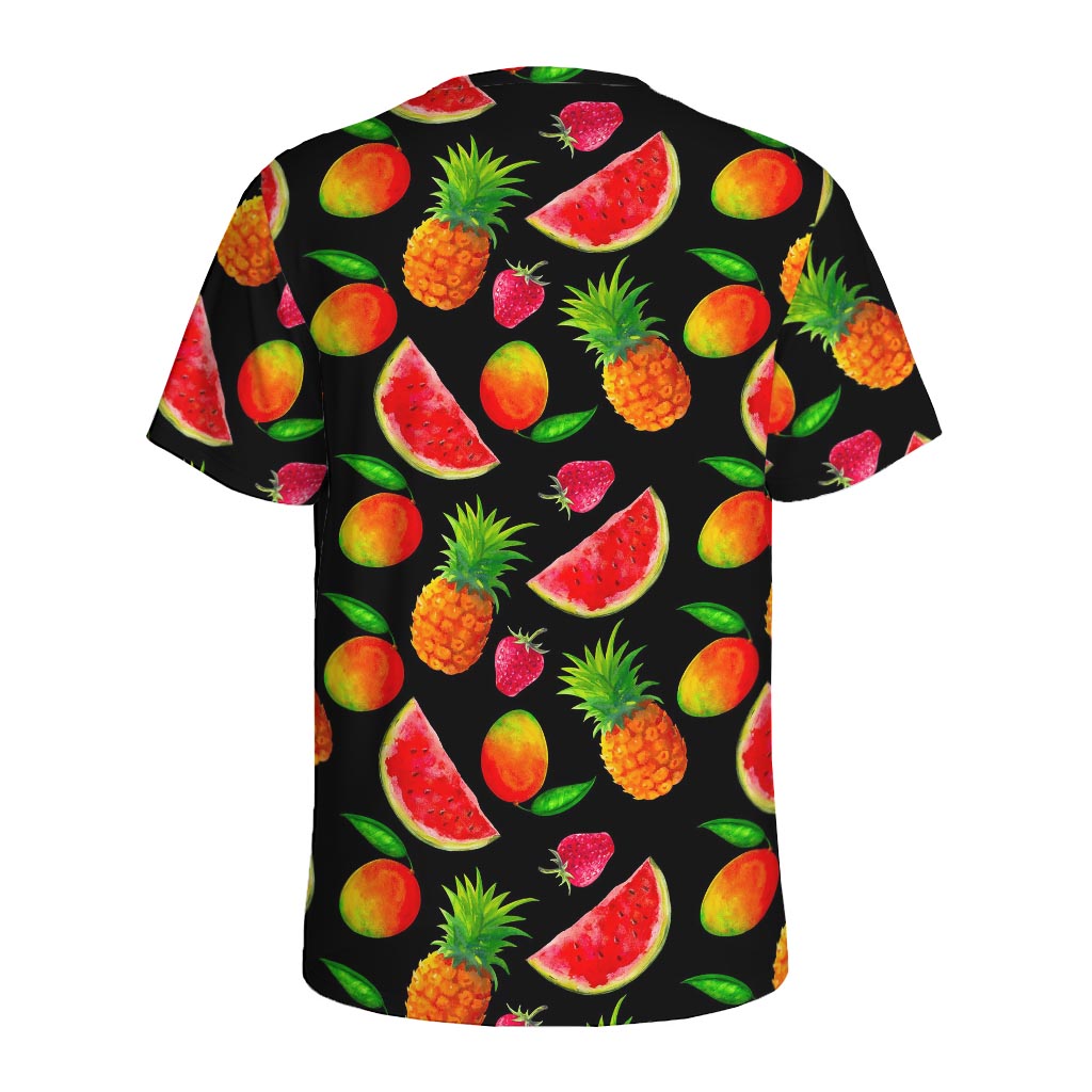 Mix Fruit Pineapple Pattern Print Men's Sports T-Shirt