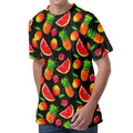 Mix Fruit Pineapple Pattern Print Men's Velvet T-Shirt