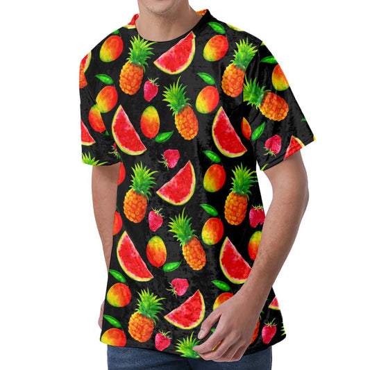 Mix Fruit Pineapple Pattern Print Men's Velvet T-Shirt
