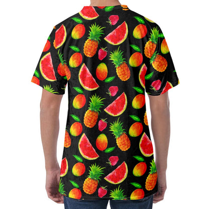 Mix Fruit Pineapple Pattern Print Men's Velvet T-Shirt