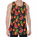 Mix Fruit Pineapple Pattern Print Men's Velvet Tank Top
