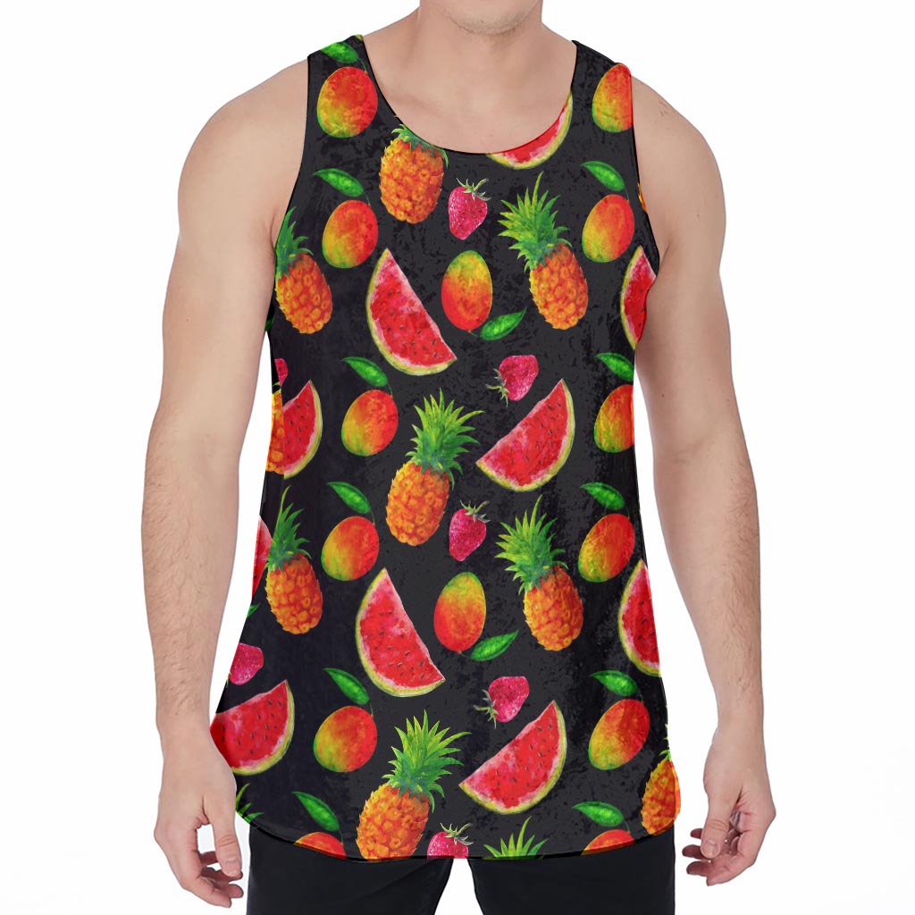 Mix Fruit Pineapple Pattern Print Men's Velvet Tank Top