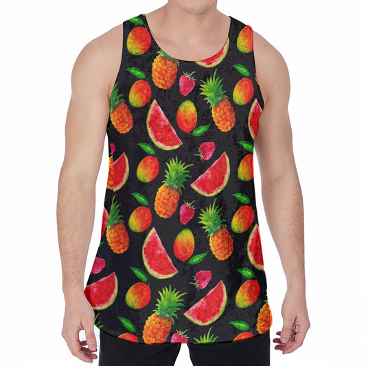 Mix Fruit Pineapple Pattern Print Men's Velvet Tank Top
