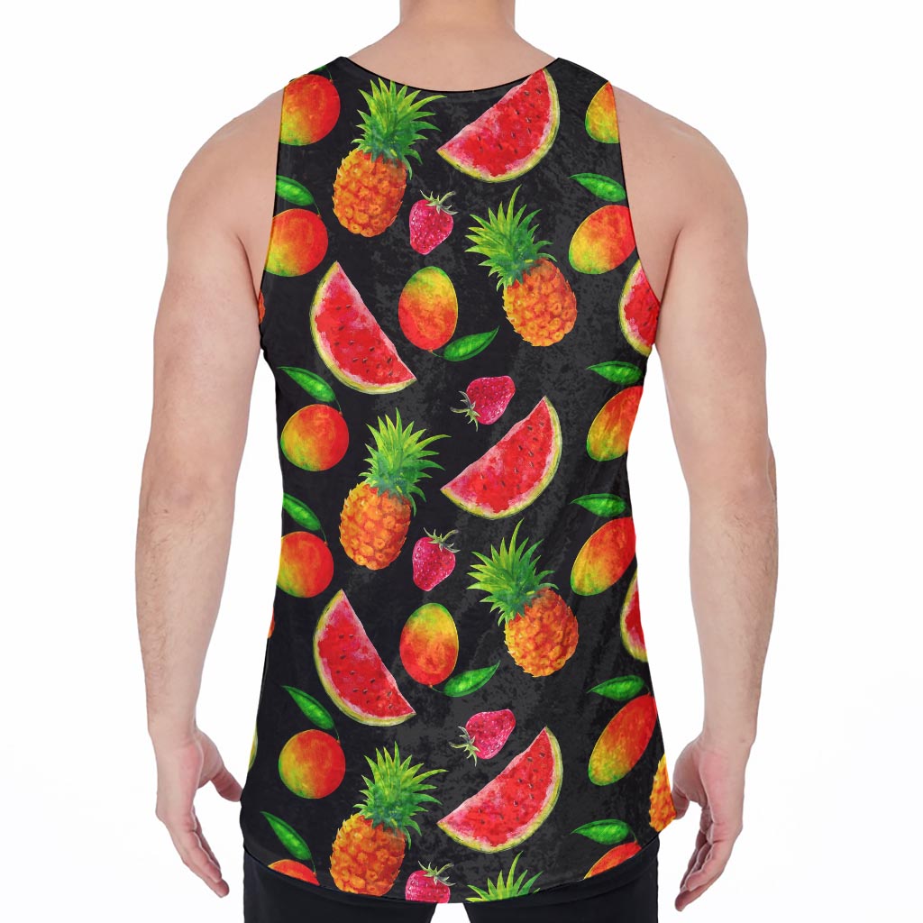 Mix Fruit Pineapple Pattern Print Men's Velvet Tank Top
