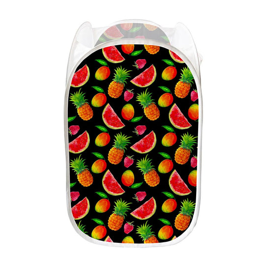 Mix Fruit Pineapple Pattern Print Mesh Laundry Hamper