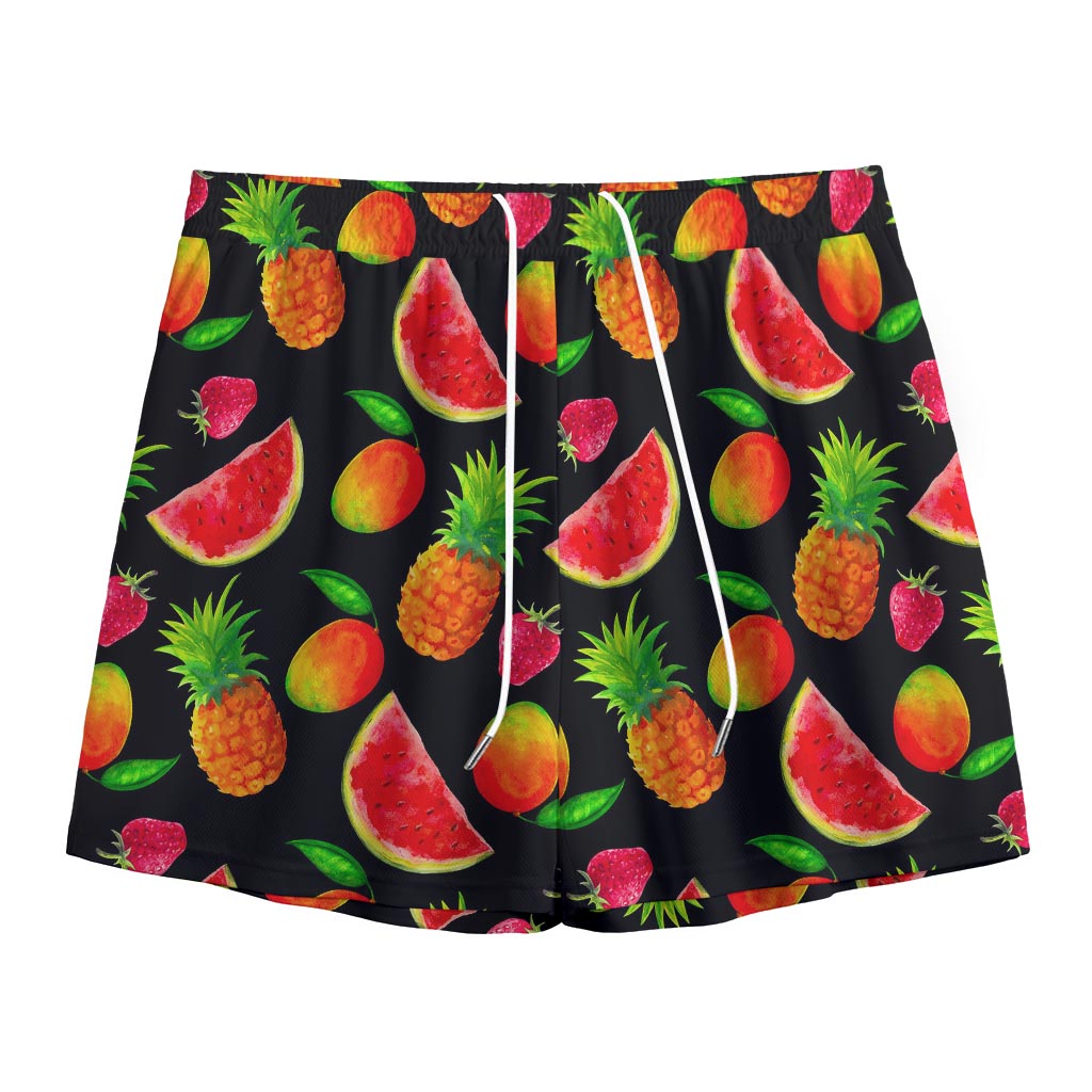 Mix Fruit Pineapple Pattern Print Mesh Shorts