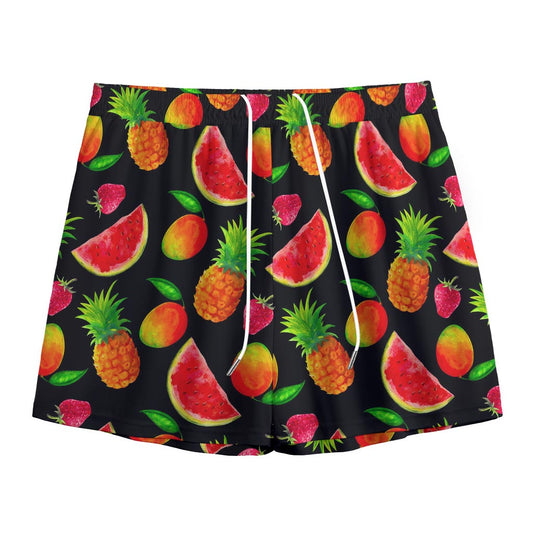 Mix Fruit Pineapple Pattern Print Mesh Shorts