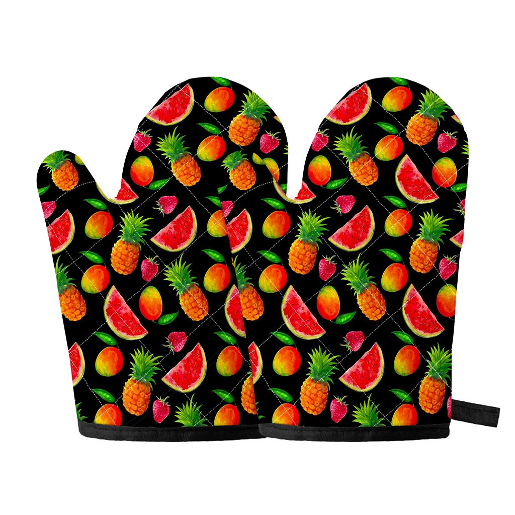 Mix Fruit Pineapple Pattern Print Oven Mitts