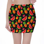 Mix Fruit Pineapple Pattern Print Pencil Mini Skirt