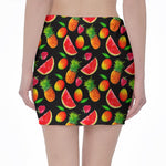 Mix Fruit Pineapple Pattern Print Pencil Mini Skirt