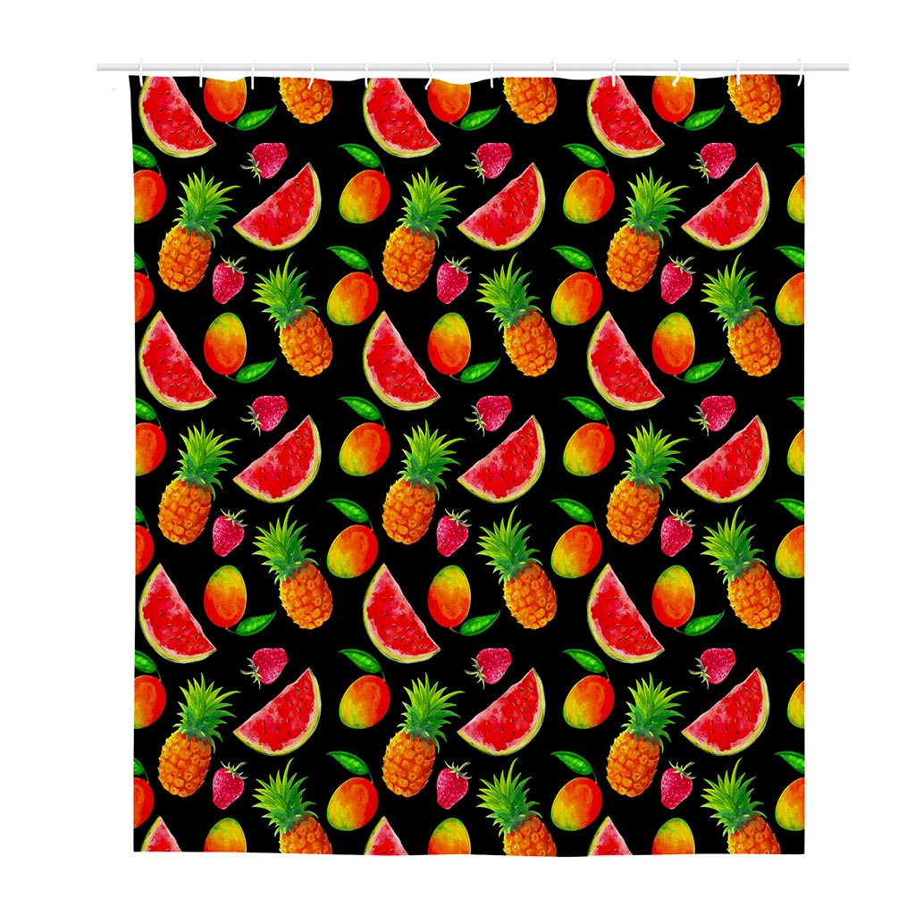Mix Fruit Pineapple Pattern Print Polyester Shower Curtain