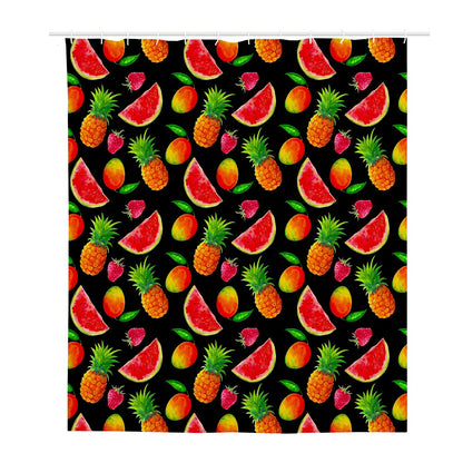 Mix Fruit Pineapple Pattern Print Polyester Shower Curtain
