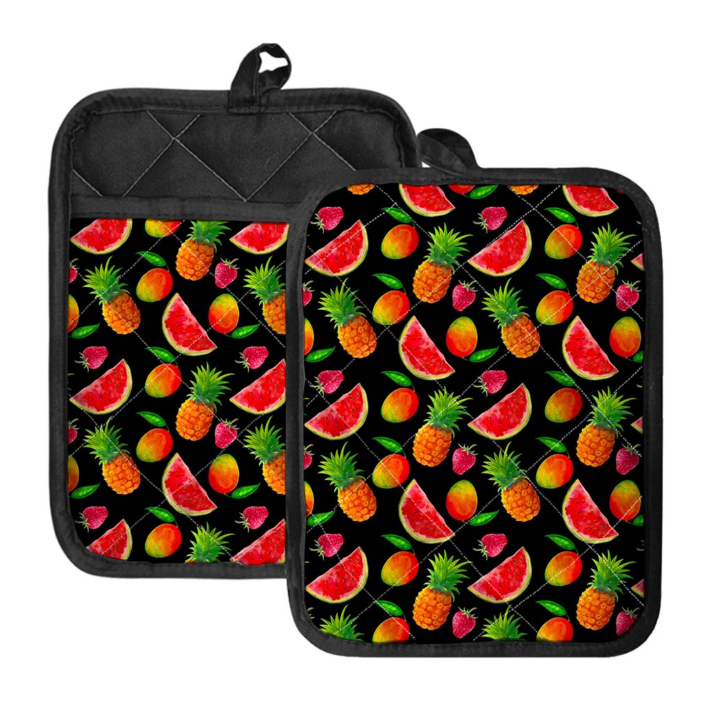 Mix Fruit Pineapple Pattern Print Pot Holders With Pocket