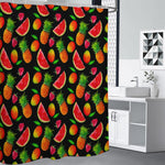 Mix Fruit Pineapple Pattern Print Premium Shower Curtain