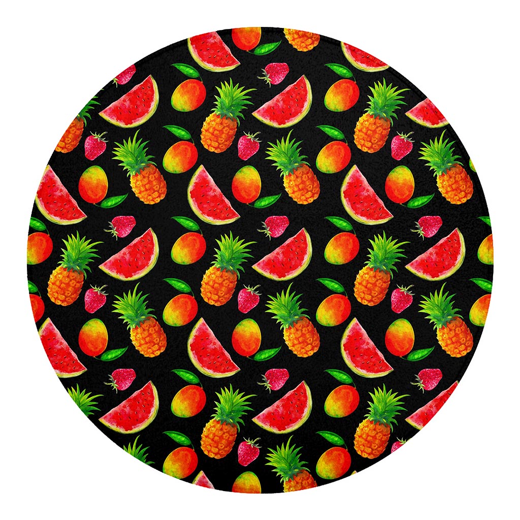 Mix Fruit Pineapple Pattern Print Round Blanket