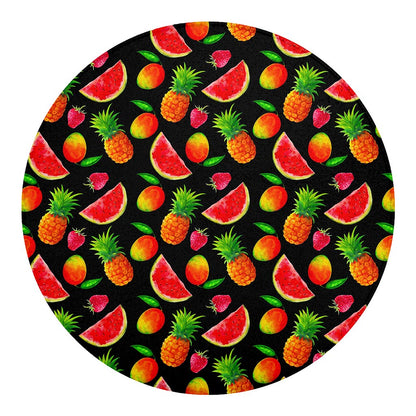 Mix Fruit Pineapple Pattern Print Round Blanket