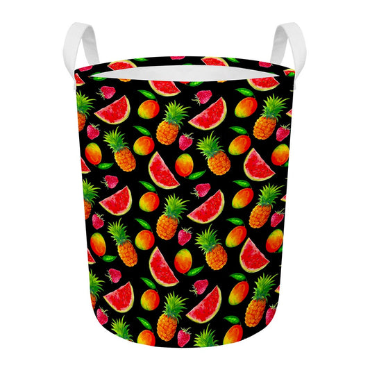 Mix Fruit Pineapple Pattern Print Round Laundry Basket